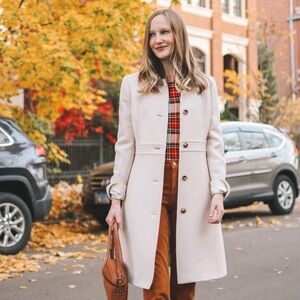 J. Crew Cream Classic Lady Day Coat in Italian Double-Cloth Wool with Thinsulate